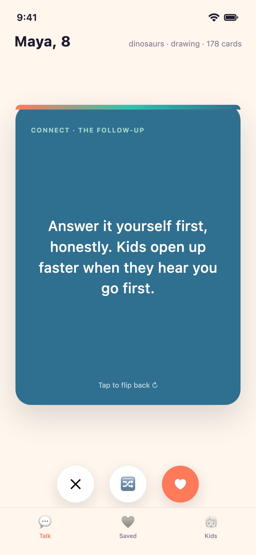 ConvoLoon card flipped to show the coaching follow-up