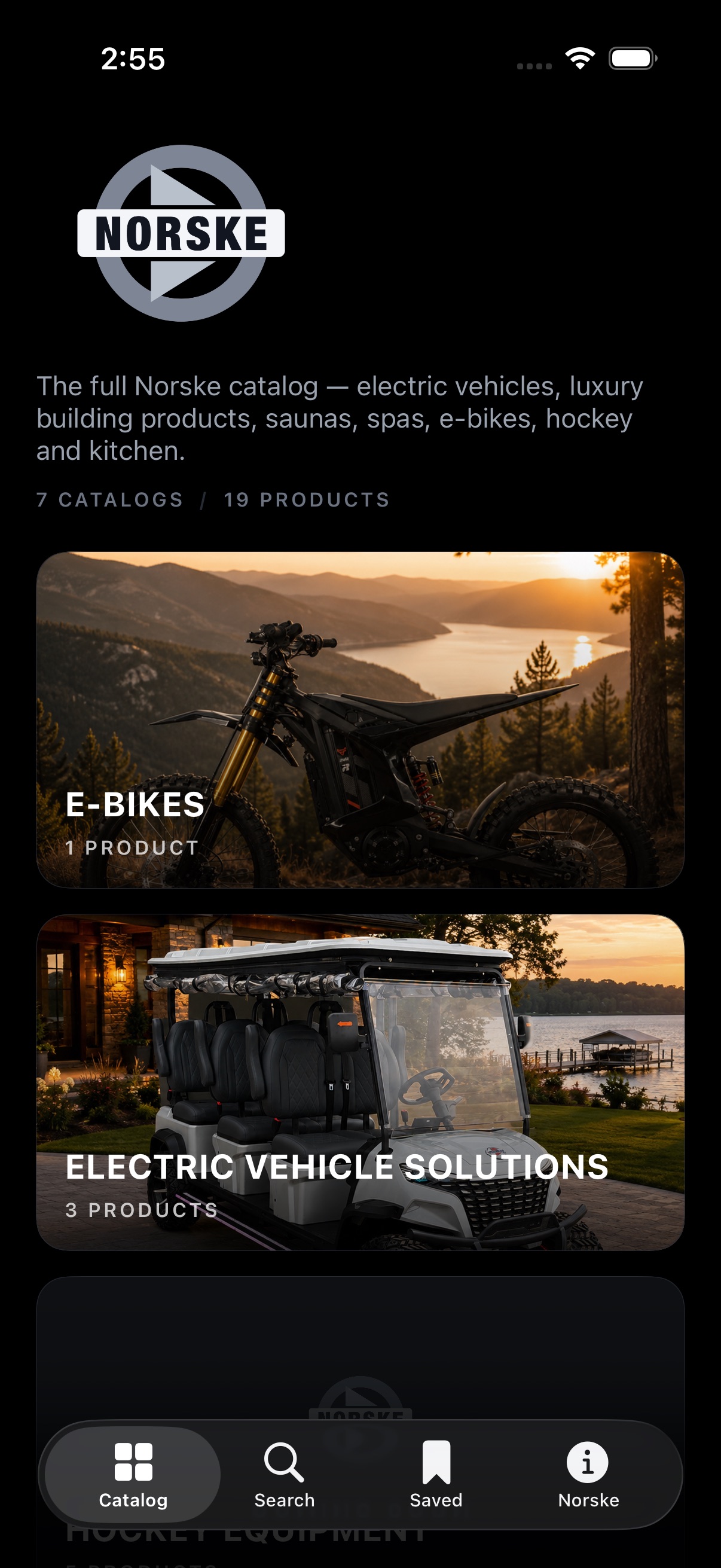 Norske app home showing the full catalog of collections