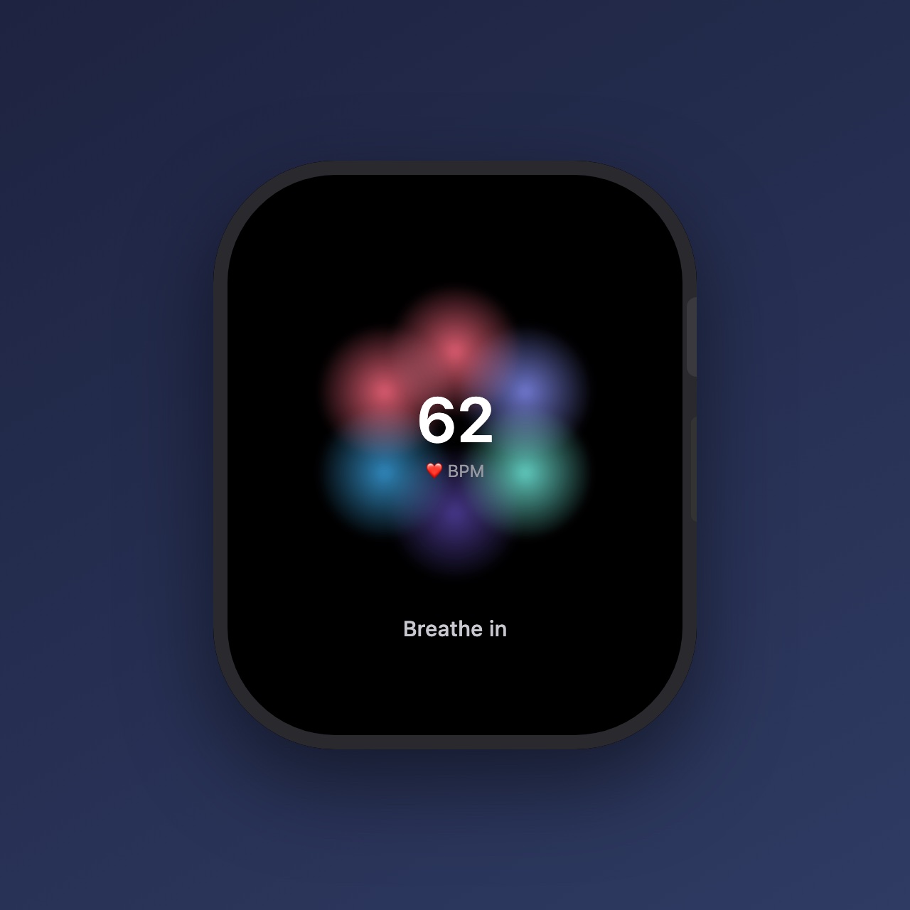ZenBPM on Apple Watch: breathing bloom with live heart rate at the centre